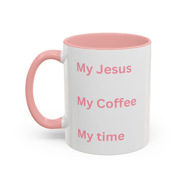 My Jesus, My Coffee, My Time Pink Two-Tone Ceramic Mug