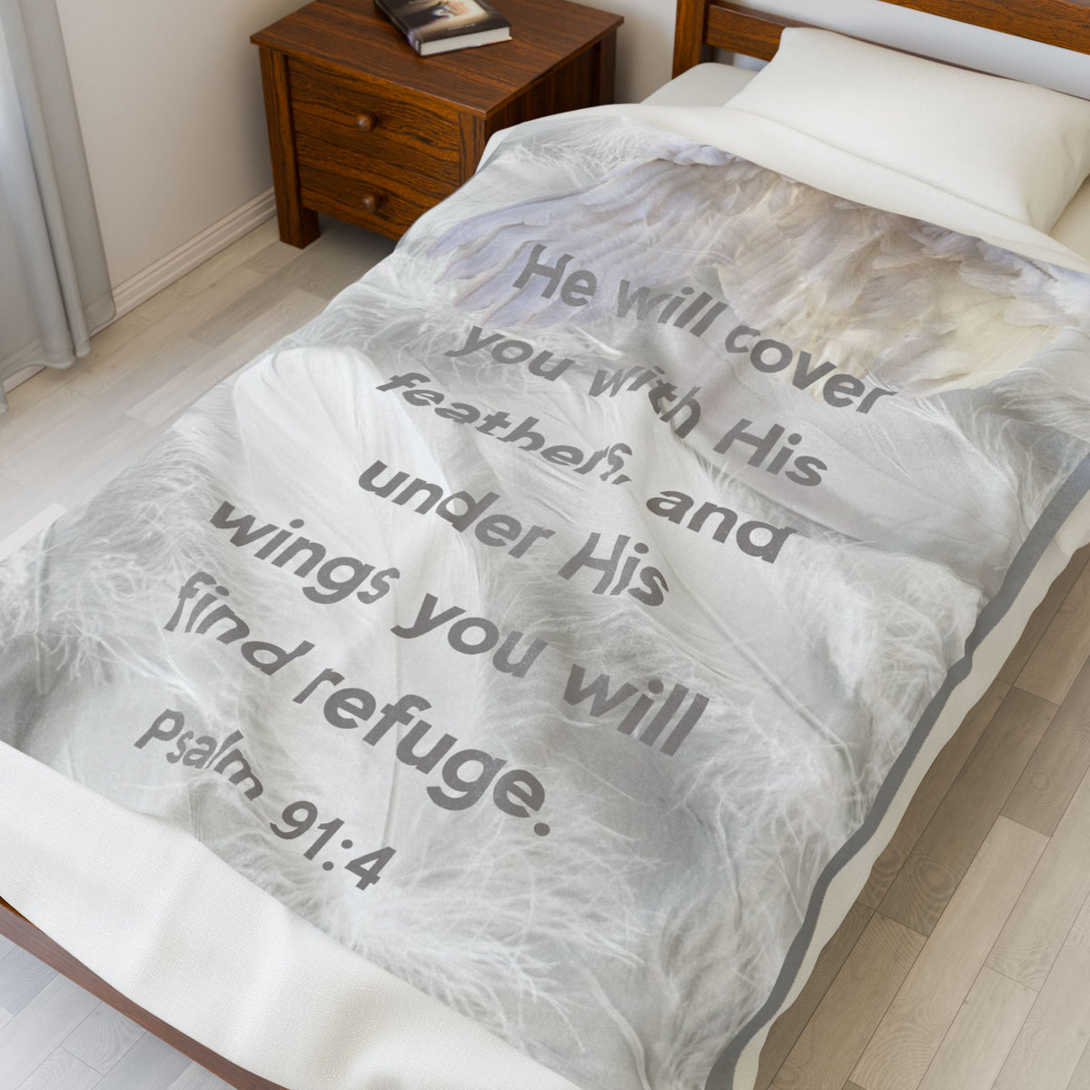 Psalm 91:4 - Cozy Velveteen Plush Blanket