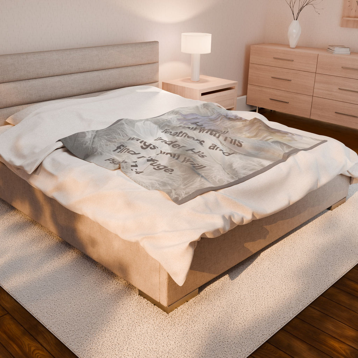 Psalm 91:4 - Cozy Velveteen Plush Blanket