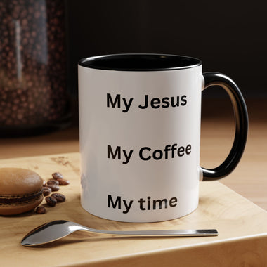 My Jesus, My Coffee, My Time Black Two-Tone Ceramic Mug