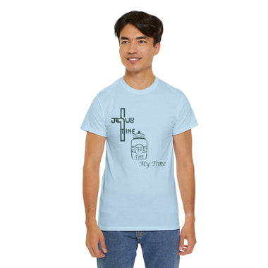Jesus Time Tea Time Me Time Unisex 100% Cotton Men's Tee Psalm 46:10 Crewneck T-shirt for Faith-Based Events