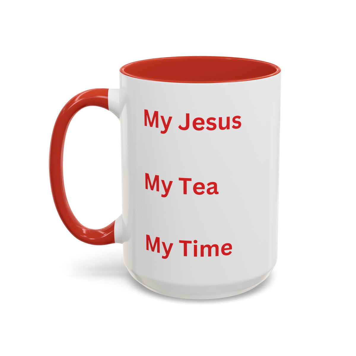 My Jesus, My Tea, My Time Red Two-Tone Ceramic Mug