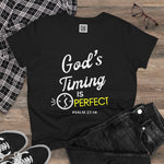 God's Timing is Perfect T-Shirt Women's 100% Cotton Tee - Psalm 27:14 Short Sleeve T-Shirt Streetwear Faithful Design