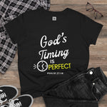 God's Timing is Perfect T-Shirt Women's 100% Cotton Tee - Psalm 27:14 Short Sleeve T-Shirt Streetwear Faithful Design