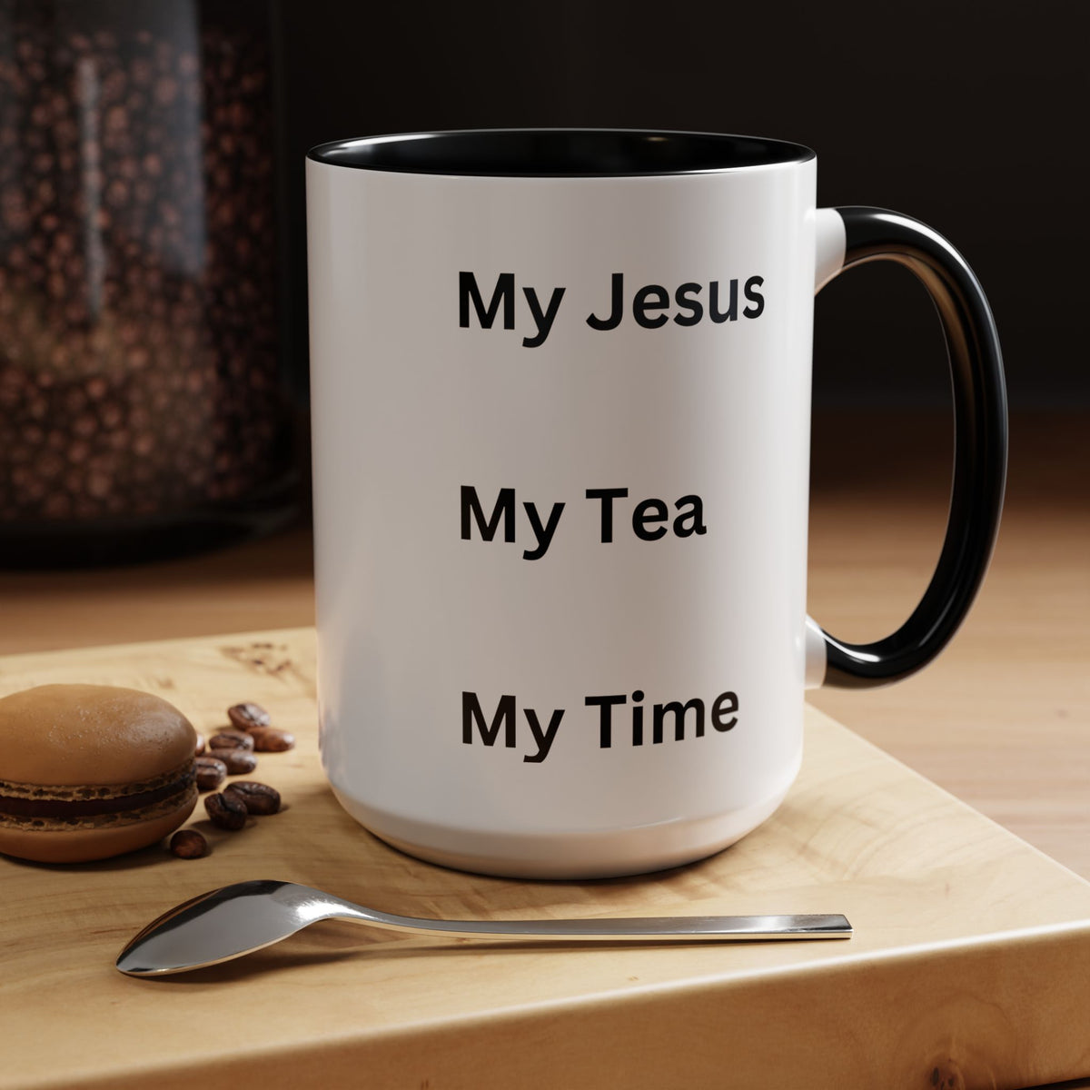 My Jesus, My Tea, My Time Black Two-Tone Ceramic Mug