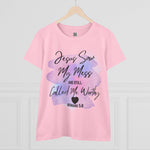 Jesus Saw My Mess and Still Called Me Worthy Women's Cotton Faith Tee - Inspirational Christian T-Shirt, Bible Verse Gift,  Uplifting Message Apparel, Everyday Wear