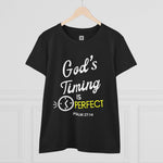 God's Timing is Perfect T-Shirt Women's 100% Cotton Tee - Psalm 27:14 Short Sleeve T-Shirt Streetwear Faithful Design