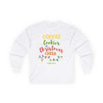 Christmas Cheer Long Sleeve Tee – "Coffee, Cookies & Christmas Cheer" Holiday Shirt