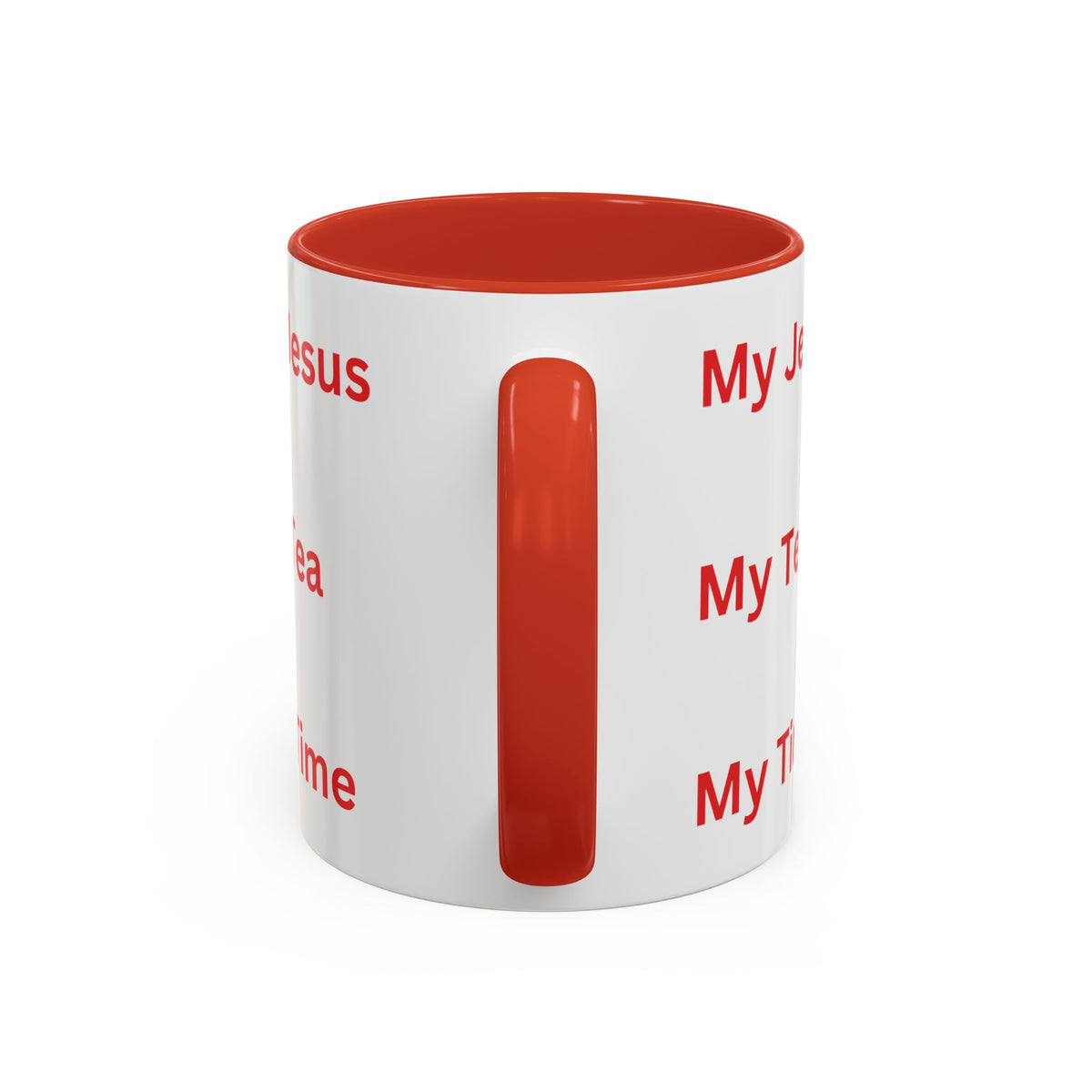 My Jesus, My Tea, My Time Red Two-Tone Ceramic Mug