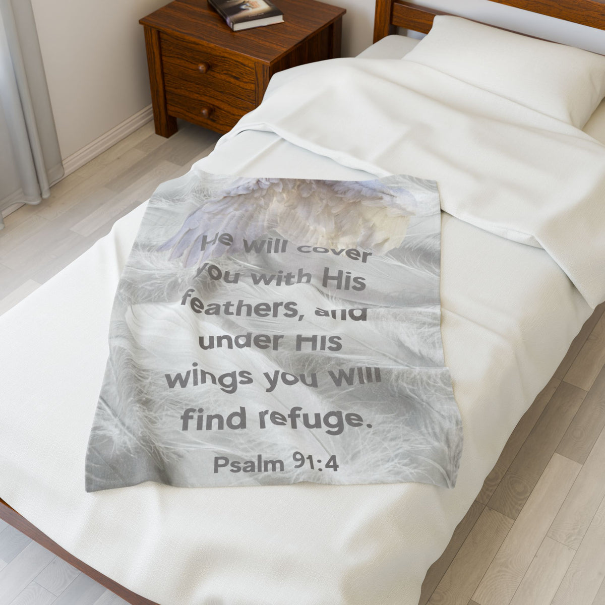 Psalm 91:4 - Cozy Velveteen Plush Blanket
