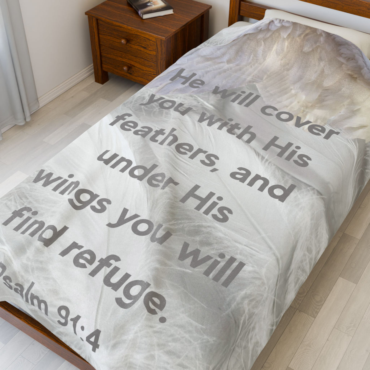 Psalm 91:4 - Cozy Velveteen Plush Blanket