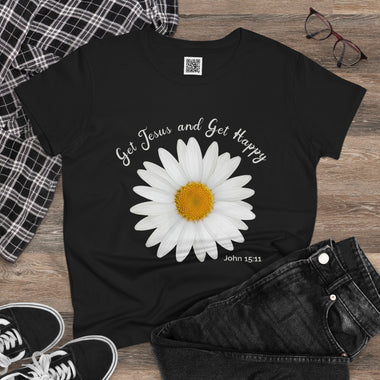 Get Jesus and Get Happy Midweight Cotton Tee John 15:11
