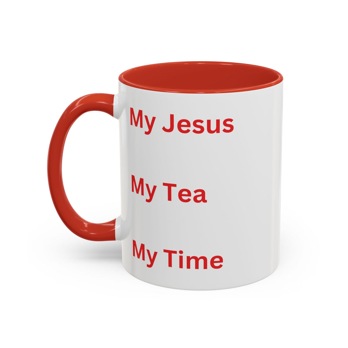 My Jesus, My Tea, My Time Red Two-Tone Ceramic Mug