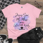 Jesus Saw My Mess and Still Called Me Worthy Women's Cotton Faith Tee - Inspirational Christian T-Shirt, Bible Verse Gift,  Uplifting Message Apparel, Everyday Wear
