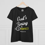 God's Timing is Perfect T-Shirt Women's 100% Cotton Tee - Psalm 27:14 Short Sleeve T-Shirt Streetwear Faithful Design